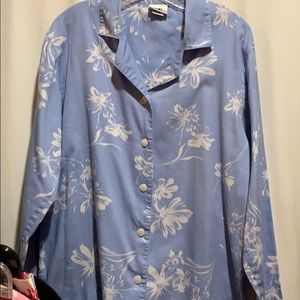 A R PAJAMAS BLUE/WHIT FLORAL SZ M COTTON 2PC